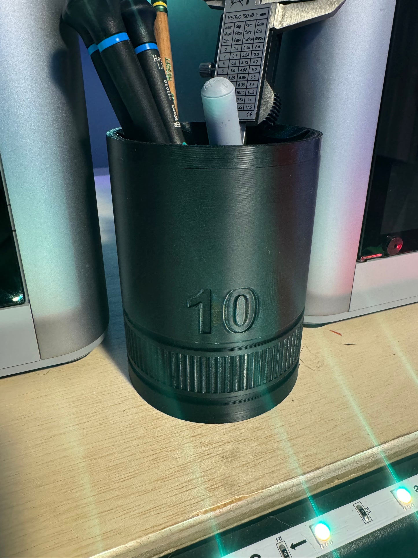 Socket Themed Pen Cup w/ Integrated Magnet Base