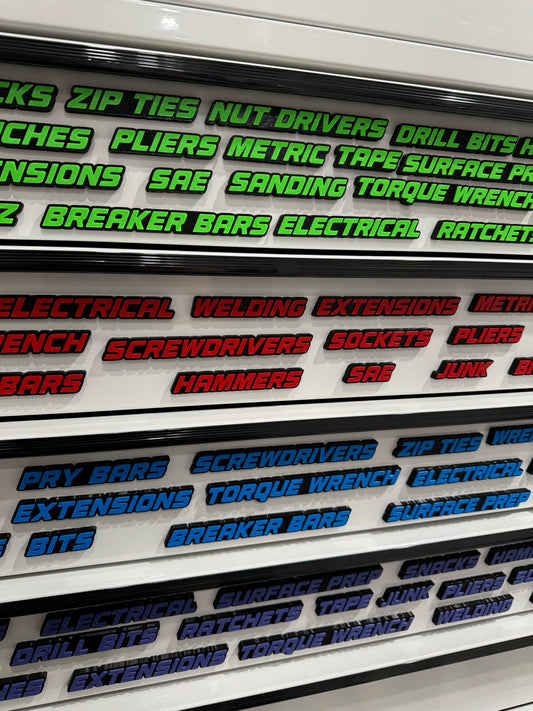 QRT Toolbox Drawer Tags